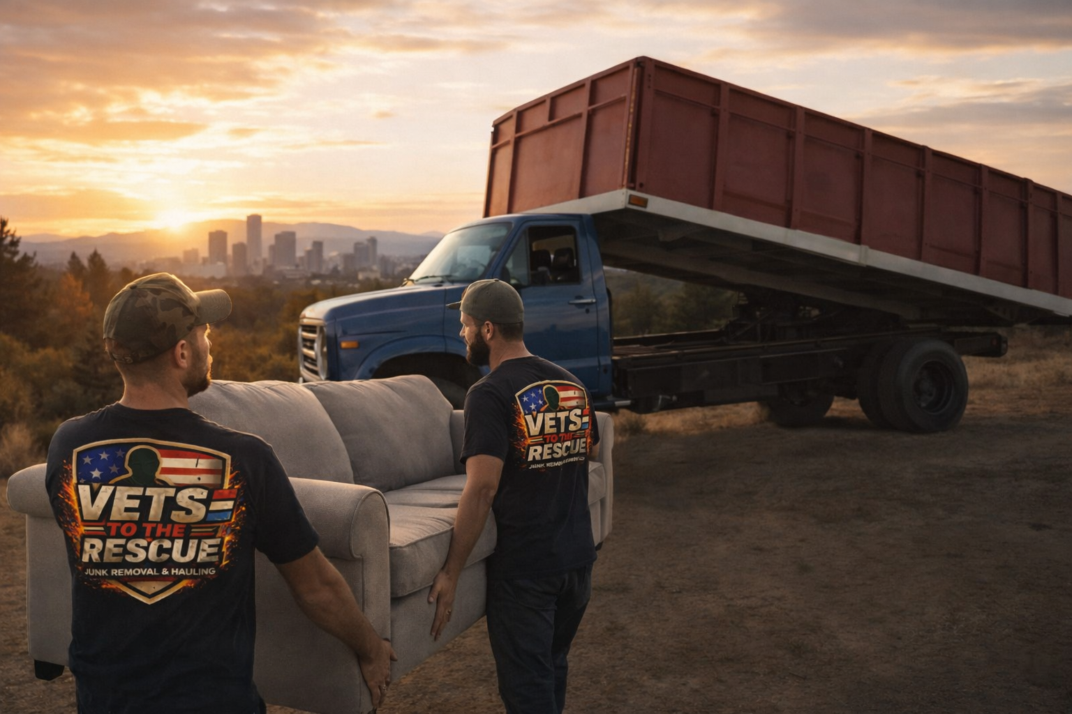 Denver junk removal that donates clean furniture to Denver Rescue Mission, recycles responsibly, and landfills last